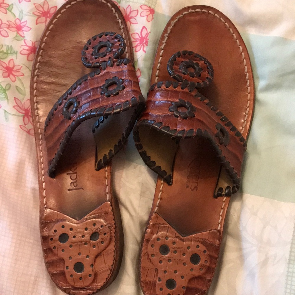 Jack Rogers brown (looks like alligator)  sandals.